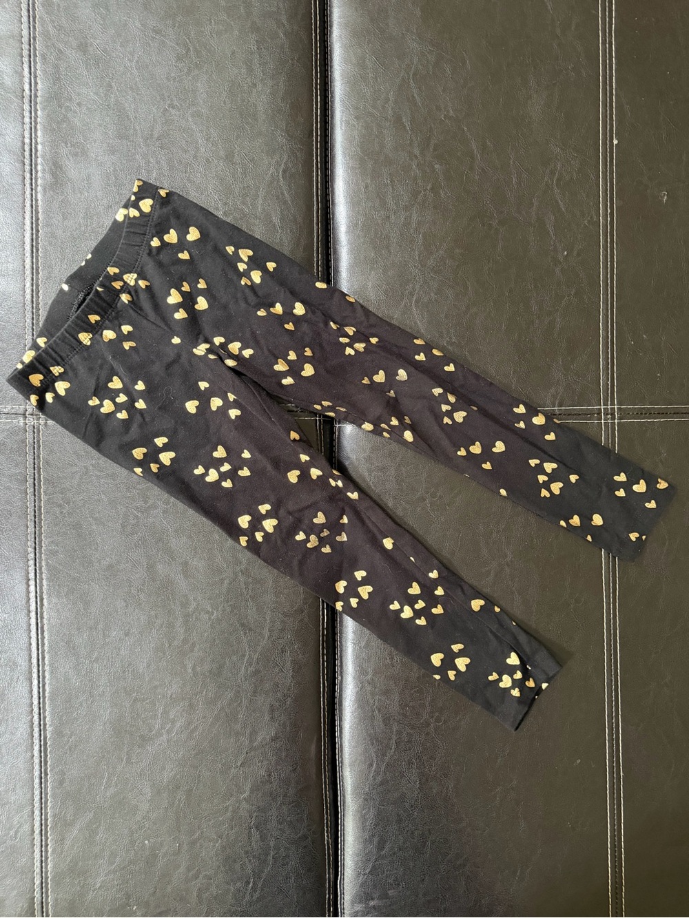 Cat & Jack - Girl’s Black Leggings with Gold Heart Print